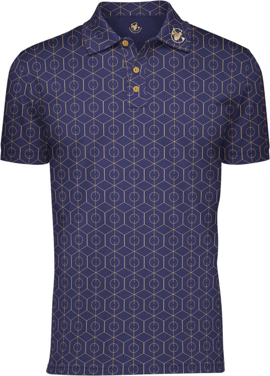 Golf Polo Shirt - Blue & Gold Poly