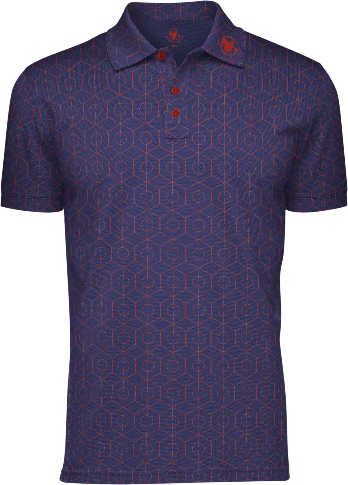 Golf Polo Shirt - Blue & Red Poly